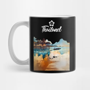 Thailand: Postcard from Thailand the Orchid of Asia on a dark (Knocked Out) background Mug